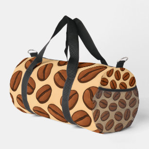 Seamless Coffee Bean Pattern Warm Brown Café Duffle Bag