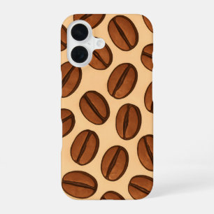 Seamless Coffee Bean Pattern Warm Brown Café iPhone 16 Case