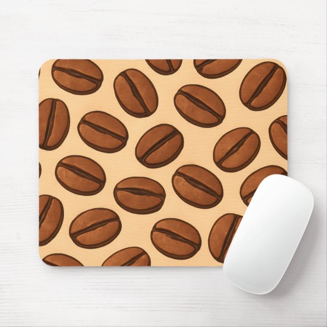 Seamless Coffee Bean Pattern | Warm Brown Café  Mouse Mat (With Mouse)