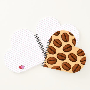 Seamless Coffee Bean Pattern Warm Brown Café Notebook