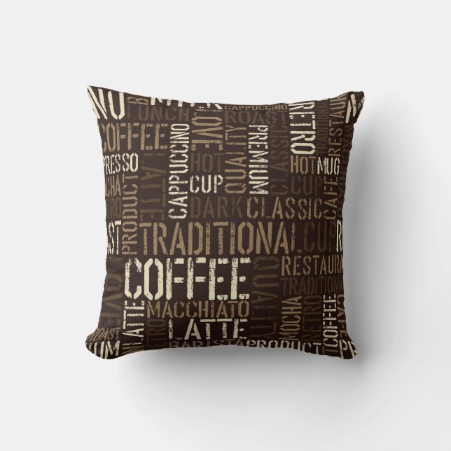 Seamless coffee experience pattern cushion (Front)