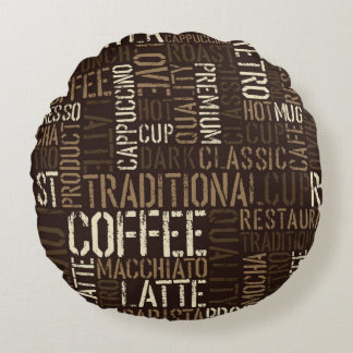 Seamless coffee experience pattern round cushion