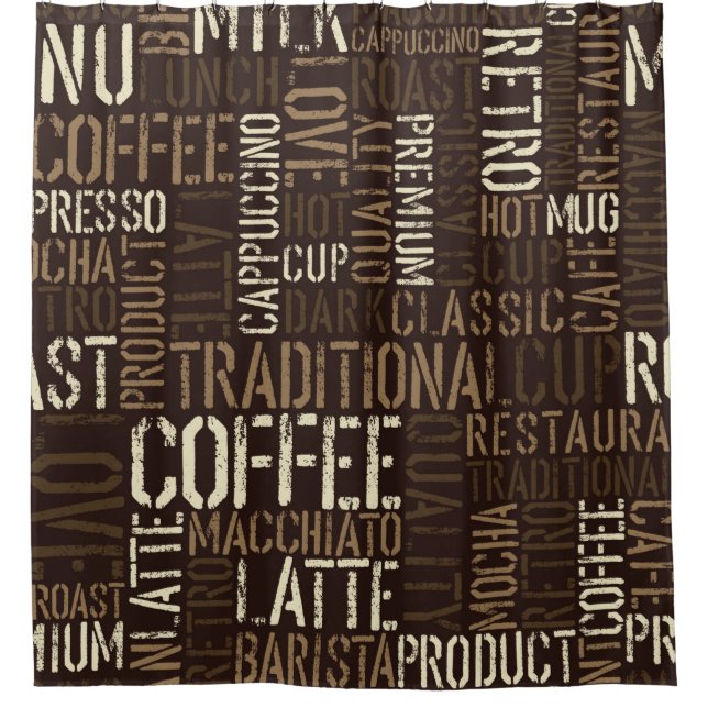 Seamless coffee experience pattern shower curtain (Front)