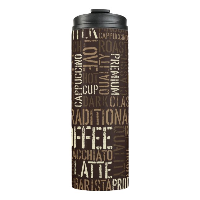 Seamless coffee experience pattern thermal tumbler (Front)