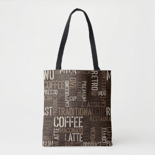 Seamless coffee experience pattern tote bag