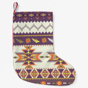 Seamless colorful aztec pattern small christmas stocking