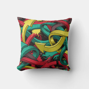 Seamless colorful background of Graffiti on dark b Cushion