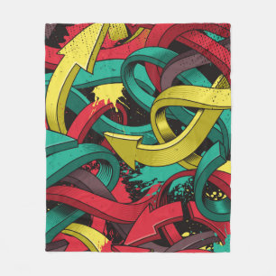 Seamless colorful background of Graffiti on dark b Fleece Blanket