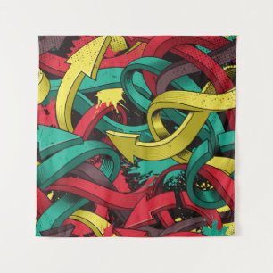 Seamless colorful background of Graffiti on dark b Tapestry