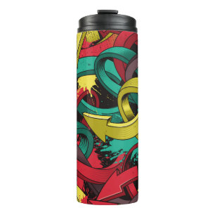 Seamless colorful background of Graffiti on dark b Thermal Tumbler