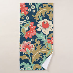 Seamless colorful floral pattern in folk style wit bath towel