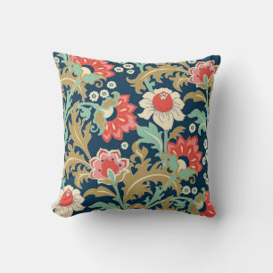 Seamless colorful floral pattern in folk style wit cushion