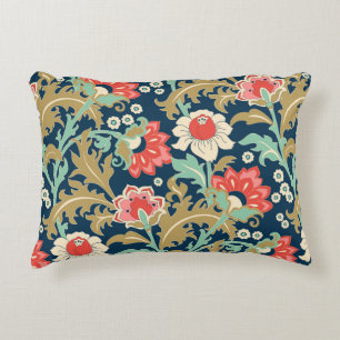 Seamless colorful floral pattern in folk style wit decorative cushion