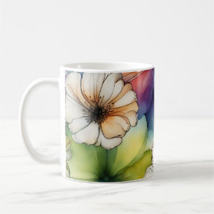 Seamless Colorful Flowers in Watercolor Coffee Mug