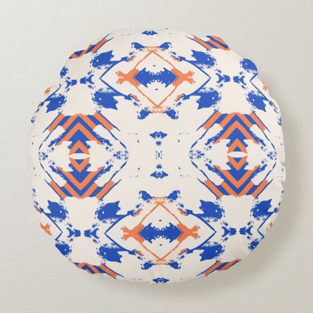  seamless colorful hipster pattern with geometric  round cushion (Front)