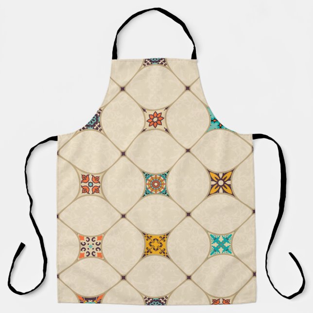 Seamless colorful patchwork tile with Islam, Arabi Apron (Front)