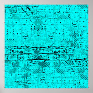 Seamless colour grunge turquoise. Halftone element Poster