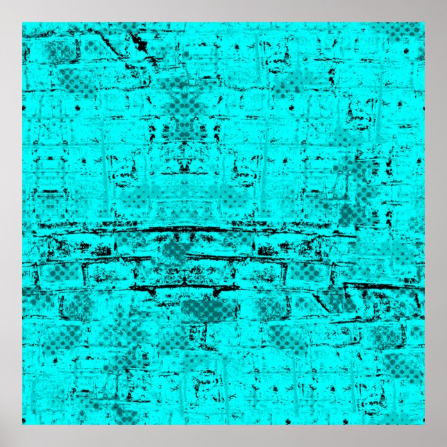 Seamless colour grunge turquoise. Halftone element Poster (Front)