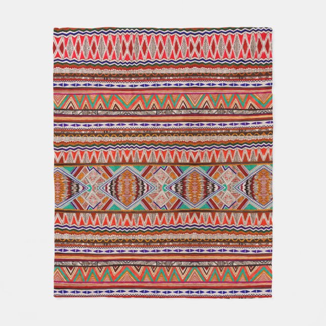 Seamless colourful abstract pattern fleece blanket (Front)