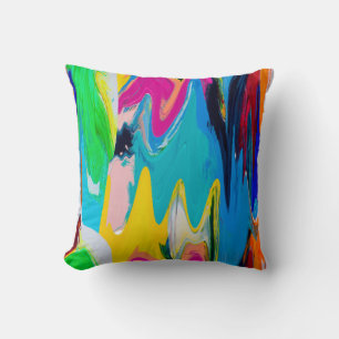 Seamless colourful abstract pattern, watercolor wa cushion