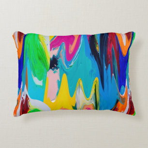 Seamless colourful abstract pattern, watercolor wa decorative cushion