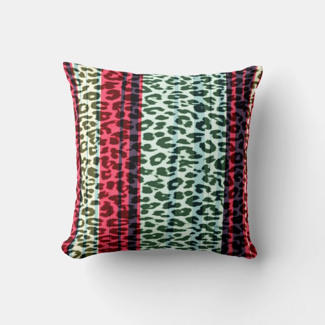Seamless colourful animal skin texture of leopard cushion (Front)