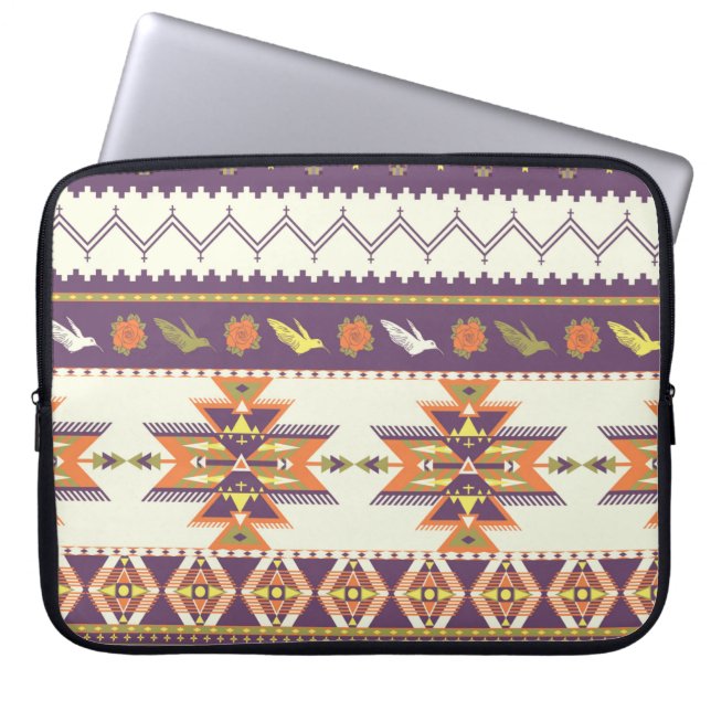 Seamless colourful aztec pattern laptop sleeve (Front)