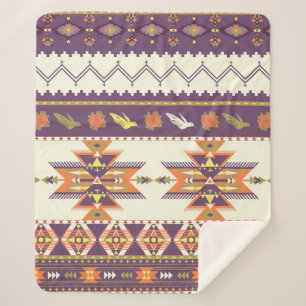 Seamless colourful aztec pattern sherpa blanket