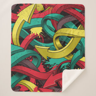 Seamless colourful background of Graffiti on dark Sherpa Blanket