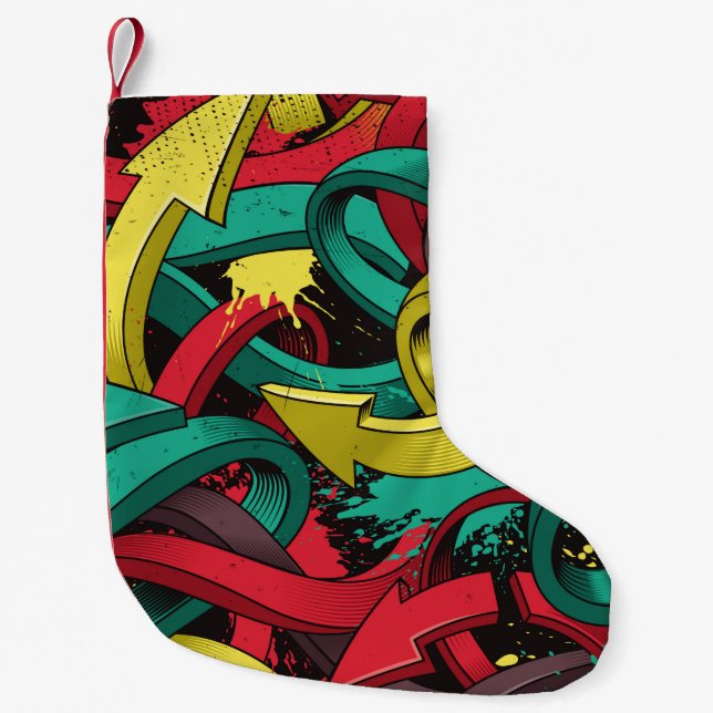 Seamless colourful background of Graffiti on dark  Small Christmas Stocking (Front)
