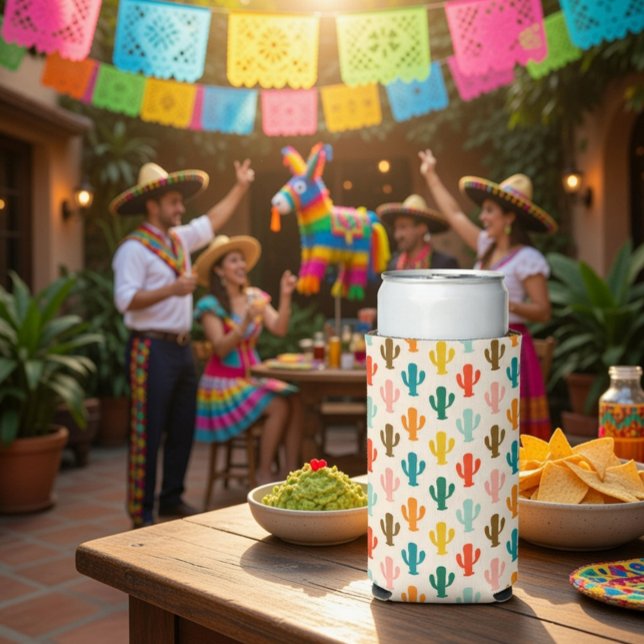 Seamless Colourful Cacti Can Cooler  (Creator Uploaded)