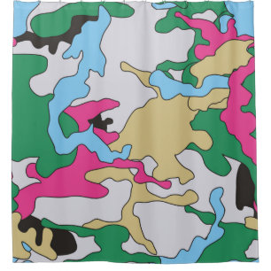 Seamless colourful camouflage background pattern. shower curtain