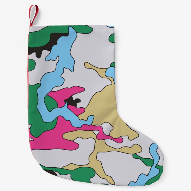Seamless colourful camouflage background pattern.  small christmas stocking (Front)