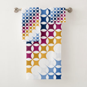 Seamless colourful cross stitch pattern bath towel set
