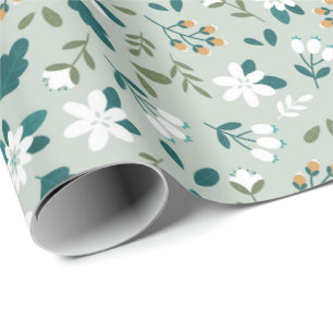 Seamless colourful ditsy floral pattern wrapping paper
