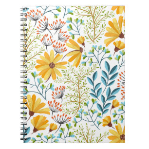 Seamless colourful floral background pattern. notebook