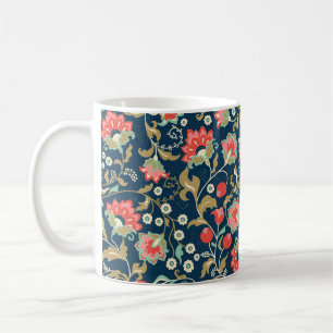 Seamless colourful floral pattern in folk style wi coffee mug