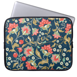 Seamless colourful floral pattern in folk style wi laptop sleeve