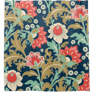 Seamless colourful floral pattern in folk style wi shower curtain