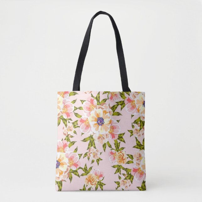 Seamless Colourful Floral Patterns Tote Bag (Front)