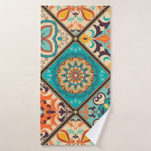 Seamless colourful patchwork tile with Islam, Arab Bath Towel
