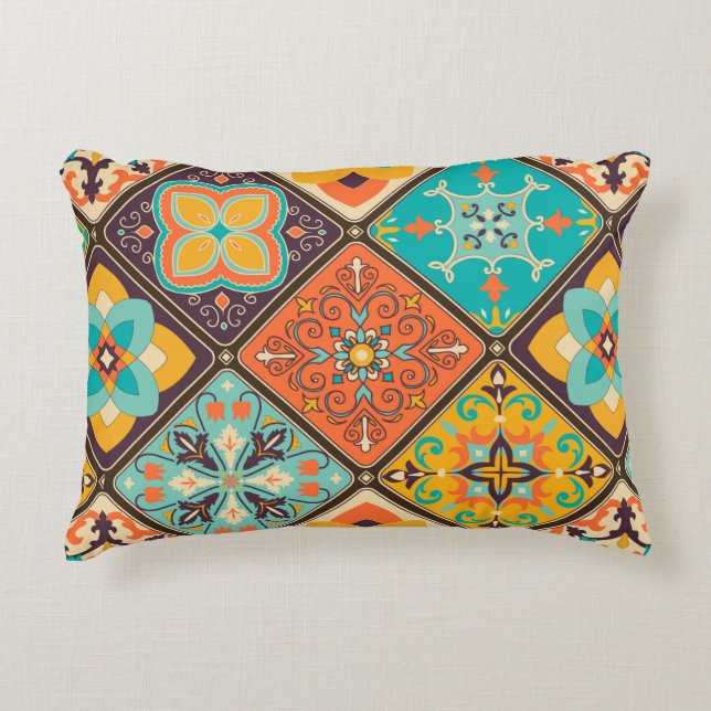 Seamless colourful patchwork tile with Islam, Arab Decorative Cushion (Front)
