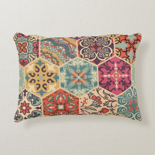 Seamless colourful patchwork tile with Islam, Arab Decorative Cushion