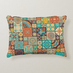 Seamless colourful patchwork tile with Islam, Arab Decorative Cushion