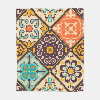 Seamless colourful patchwork tile with Islam, Arab Fleece Blanket