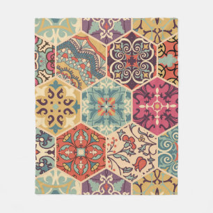 Seamless colourful patchwork tile with Islam, Arab Fleece Blanket