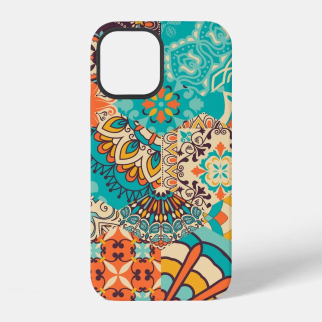 Seamless colourful patchwork tile with Islam, Arab iPhone Case (Back)