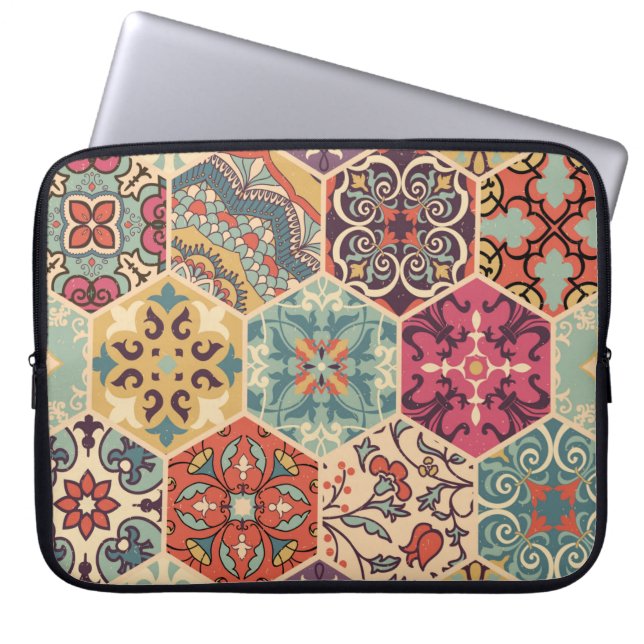 Seamless colourful patchwork tile with Islam, Arab Laptop Sleeve (Front)