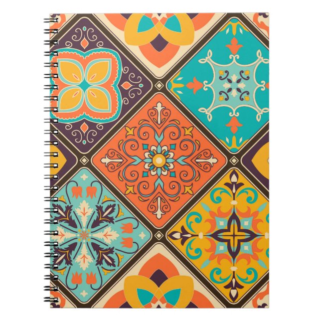 Seamless colourful patchwork tile with Islam, Arab Notebook (Front)
