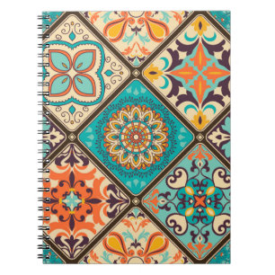 Seamless colourful patchwork tile with Islam, Arab Notebook